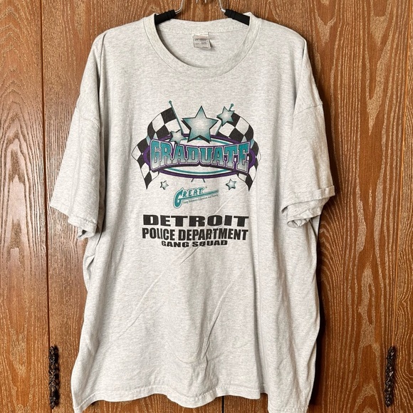 VTG 90s Gang Resistance Training Graduate T-Shirt USA 3XL Gray Detroit Police - Picture 1 of 6